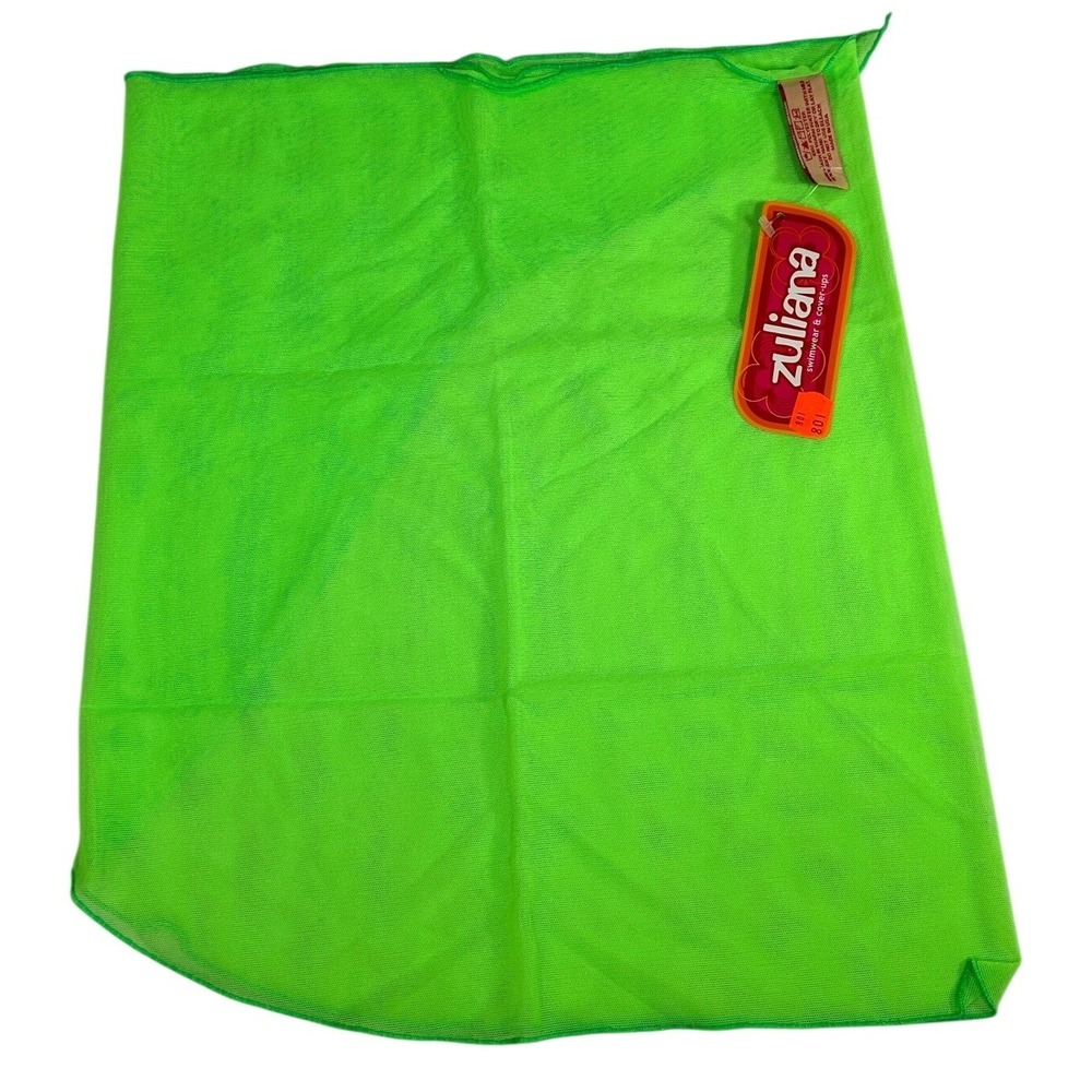 Zuliana VTG Y2K Neon Green Mesh Sarong Swim Coverup Made in USA NWT New